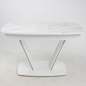 Кухонный стол Аврора Дрезден камень белый/белый вид спереди