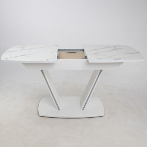 Кухонный стол Аврора Дрезден камень белый/белый вкладка