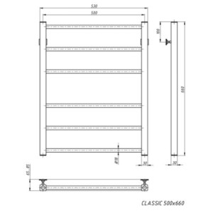 Полотенцесушитель Stinox Classic 500x700 НП (1/2") черный матовый размеры