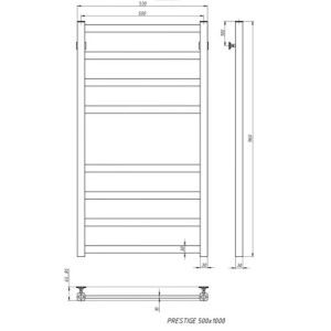 Полотенцесушитель Stinox Prestige 500x1000 БП (1/2") черный матовый размеры