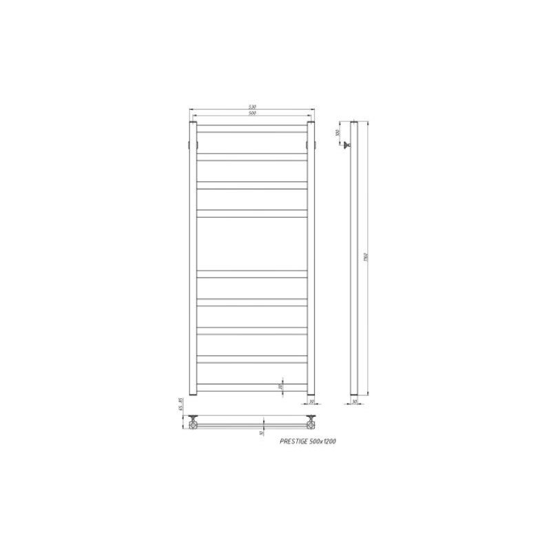 Полотенцесушитель Stinox Prestige 500x1200 НП (1/2") белый матовый размеры