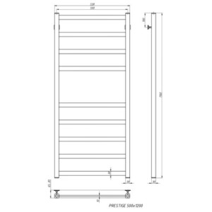 Полотенцесушитель Stinox Prestige 500x1200 НП (1/2") белый матовый размеры