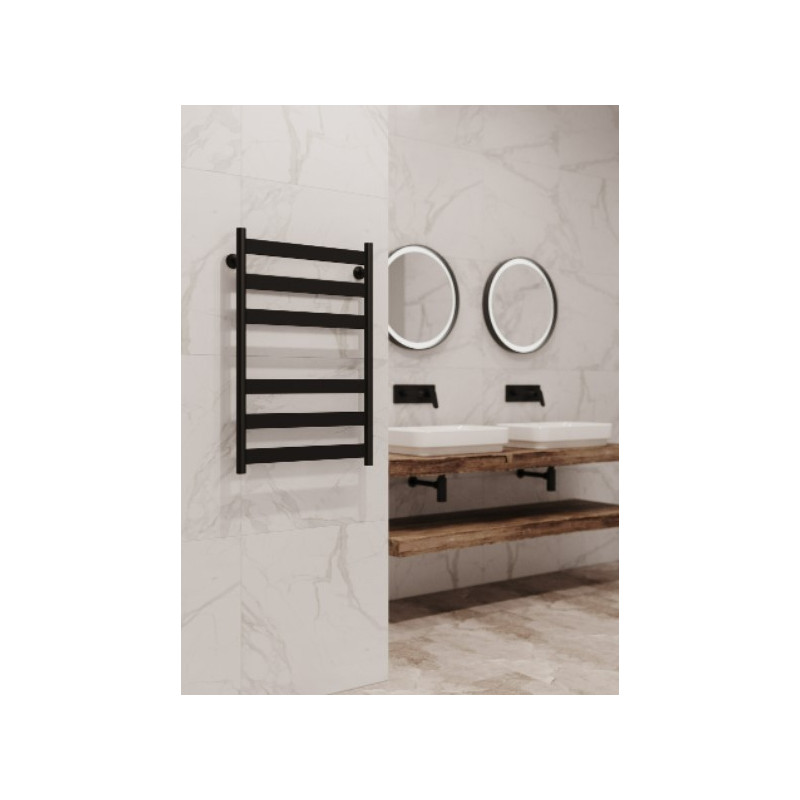 Полотенцесушитель Stinox Napoli 500x800 НП (1/2") черный матовый в ванной