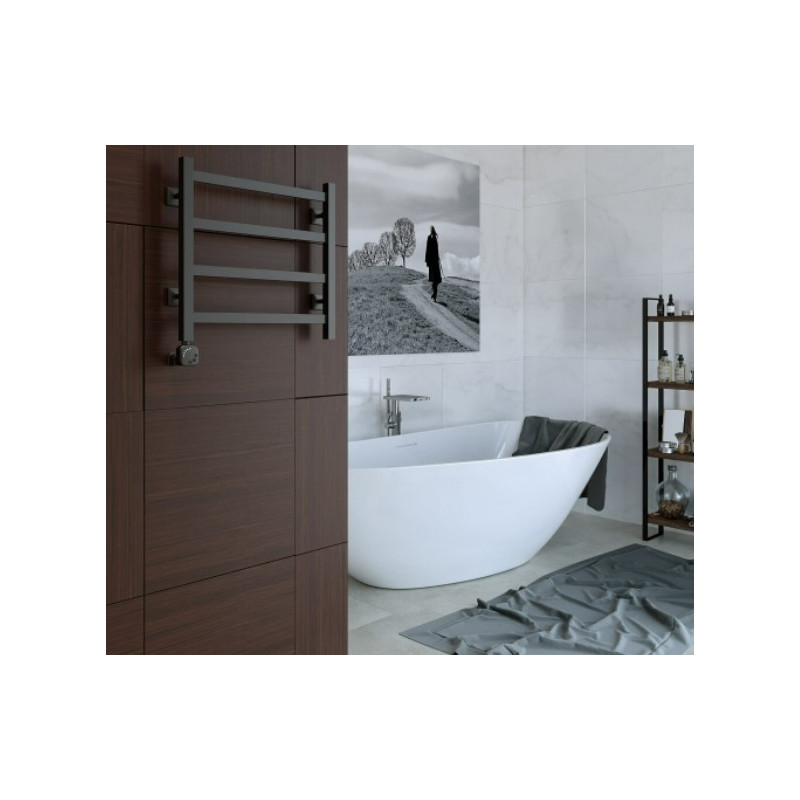 Полотенцесушитель Stinox Prestige 500x500 НП (1/2") черный матовый в ванной