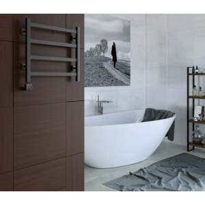 Полотенцесушитель Stinox Prestige 500x500 НП (1/2") черный матовый в ванной