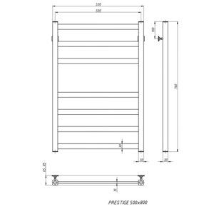 Полотенцесушитель Stinox Prestige 500x800 БП (1/2") черный матовый размеры