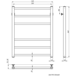 Полотенцесушитель Stinox Quatro 500x700 НП (1/2") белый матовый размеры