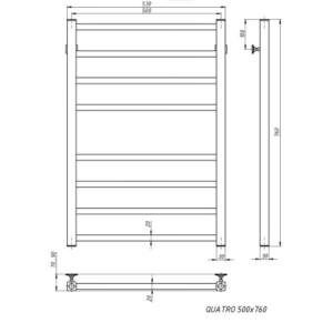 Полотенцесушитель Stinox Quatro 500x800 НП (1/2") белый матовый размеры