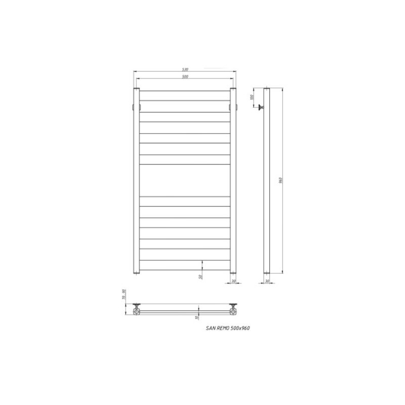 Полотенцесушитель Stinox Sanremo 500x1000 НП (1/2") белый матовый размеры