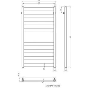 Полотенцесушитель Stinox Sanremo 500x1000 НП (1/2") белый матовый размеры