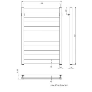 Полотенцесушитель Stinox Sanremo 500x800 НП (1/2") белый матовый размеры
