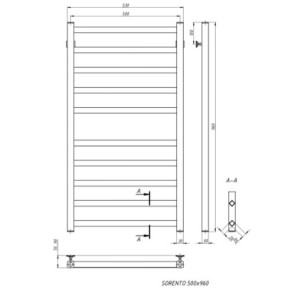 Полотенцесушитель Stinox Sorento 500x1000 НП (1/2") черный матовый размеры