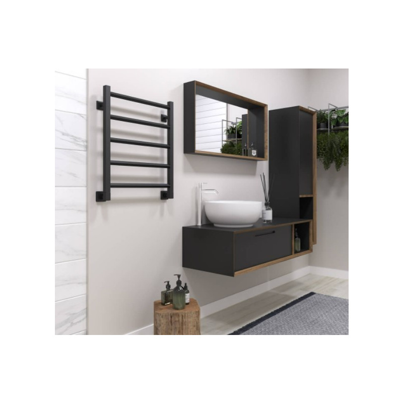 Полотенцесушитель Stinox Sorento 500x600 БП (1/2") черный матовый в ванной