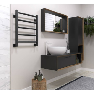 Полотенцесушитель Stinox Sorento 500x600 БП (1/2") черный матовый в ванной