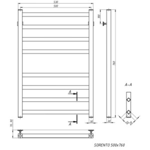 Полотенцесушитель Stinox Sorento 500x800 НП (1/2") черный размеры