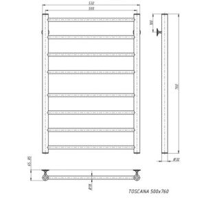 Полотенцесушитель Stinox Toscana 500x800 НП (1") размеры