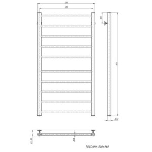 Полотенцесушитель Stinox Toscana 500x1000 НП (1") белый матовый размеры