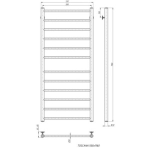 Полотенцесушитель Stinox Toscana 500x1200 НП (1/2") черный матовый размеры