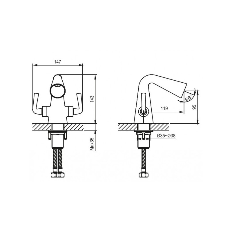 Смеситель Ahti Turku TU204001 хром схема