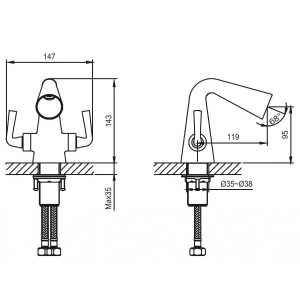Смеситель Ahti Turku TU204001 хром схема