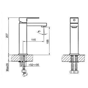 Смеситель Ahti Hamina HA201101 черный схема