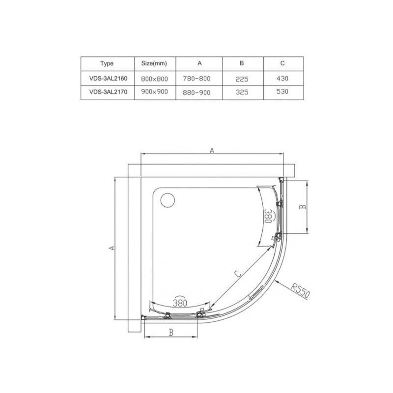 Душевой уголок Vincea Alpha 90x90 VSQ-3AL900CL параметры