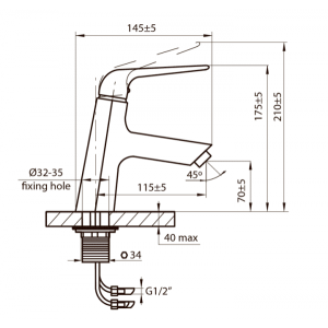 Смеситель Ahti Karjala KJ201001 хром схема