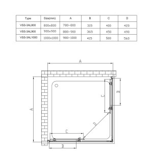 Душевой уголок Vincea Alpha 90x90 VSS-3AL900CL параметры