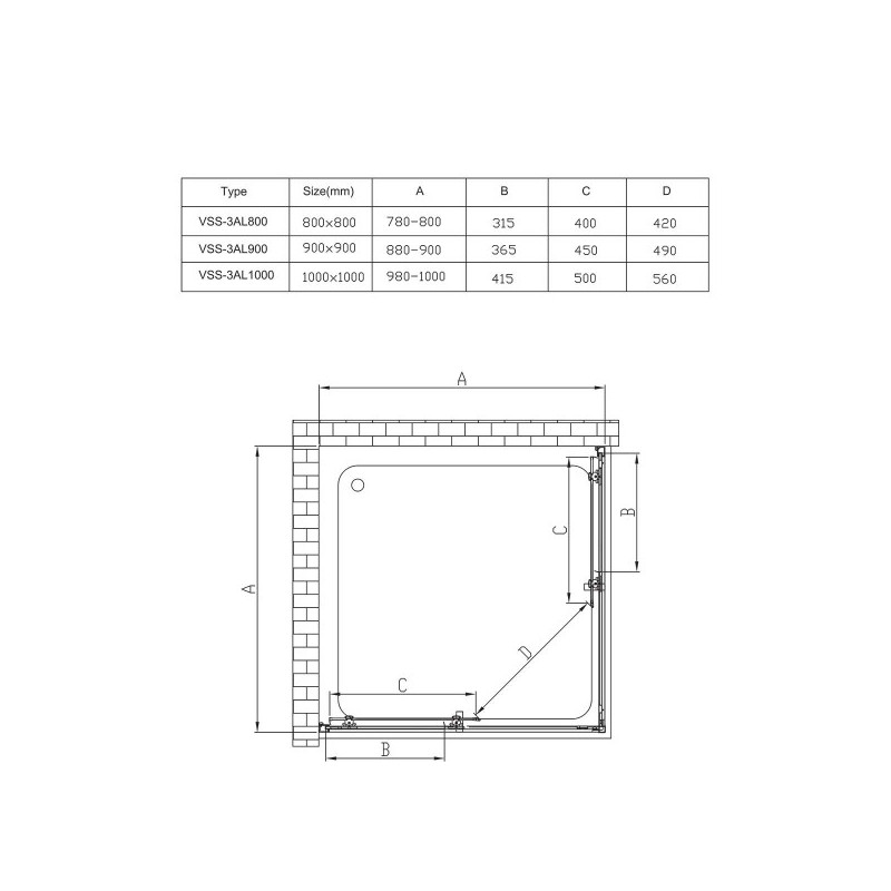 Душевой уголок Vincea Alpha 90x90 VSS-3AL900MT параметры