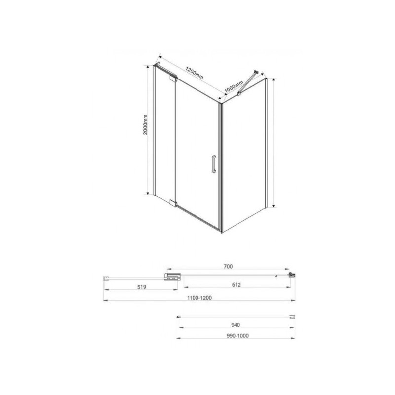 Душевой уголок Vincea Extra 120x100 VSR-1E111210CL параметры