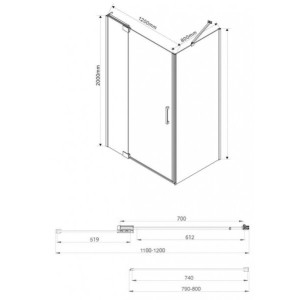 Душевой уголок Vincea Extra 120x80 VSR-1E111280CL параметры