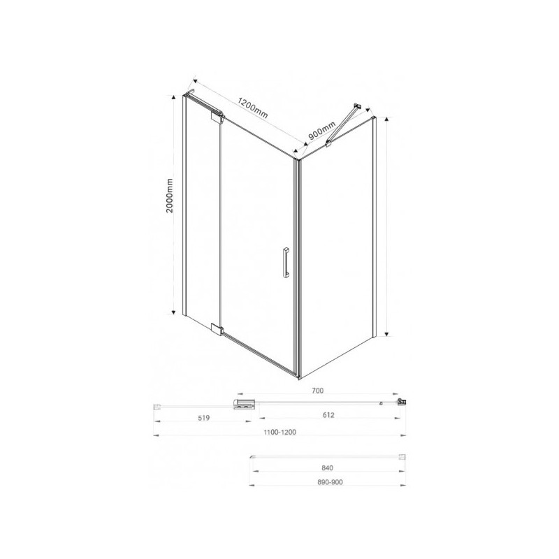 Душевой уголок Vincea Extra 120x90 VSR-1E111290CL параметры