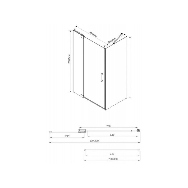 Душевой уголок Vincea Extra 90x80 VSR-1E809080CL параметры