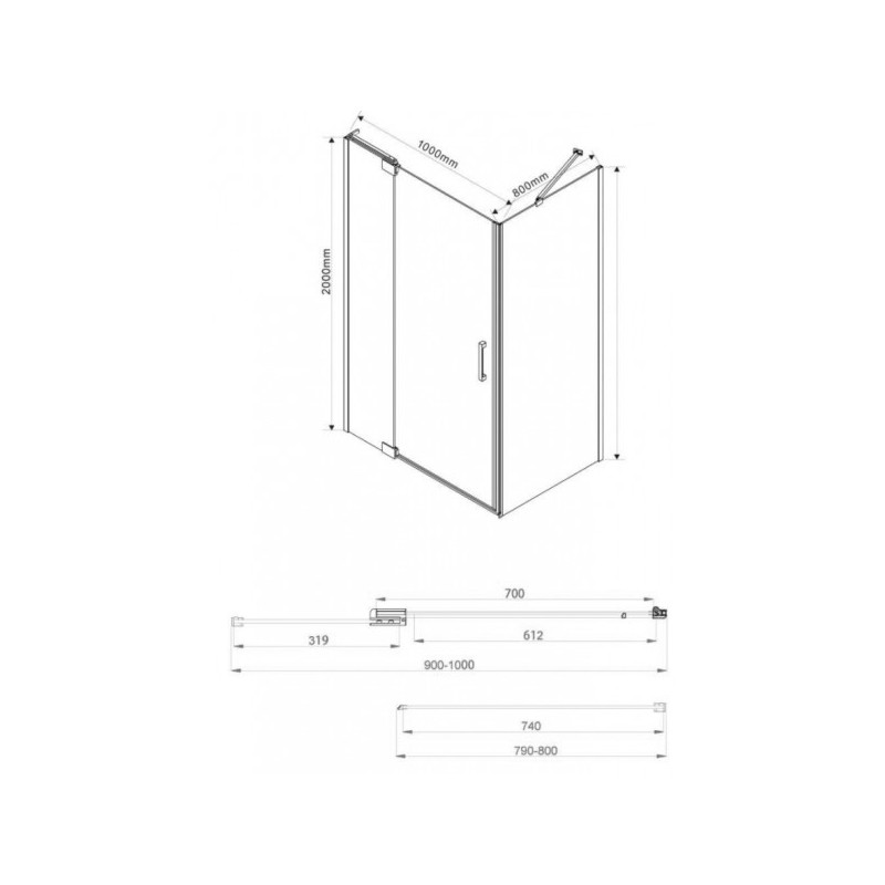Душевой уголок Vincea Extra 100x80 VSR-1E901080CL параметры