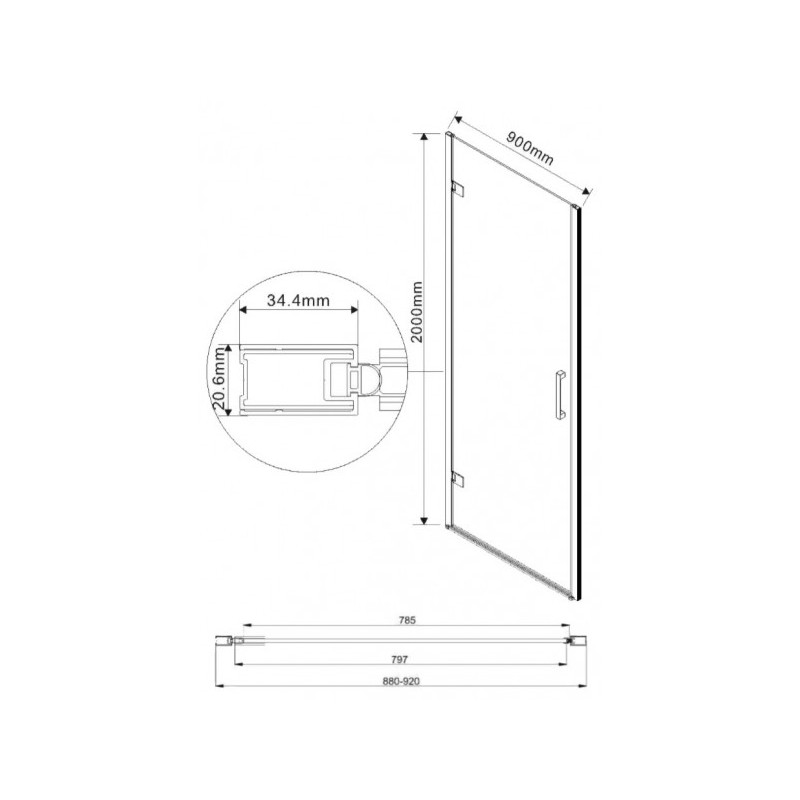 Душевая дверь Vincea Flex VDP-1F900CL параметры