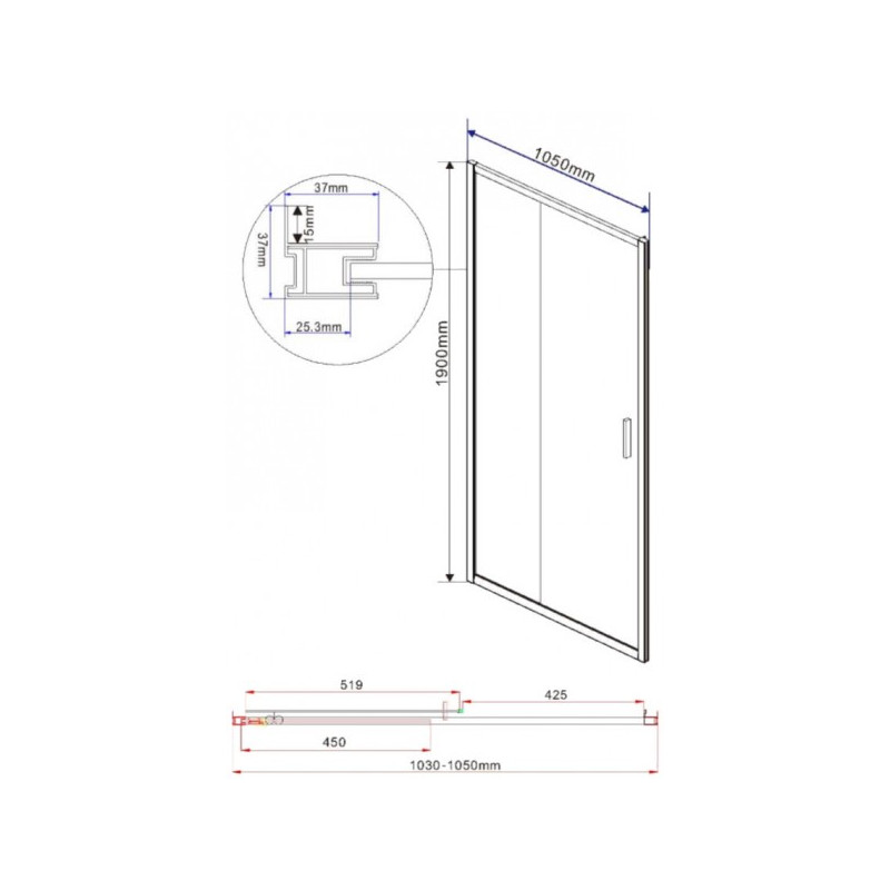 Душевая дверь Vincea Garda VDS-1G105CL параметры