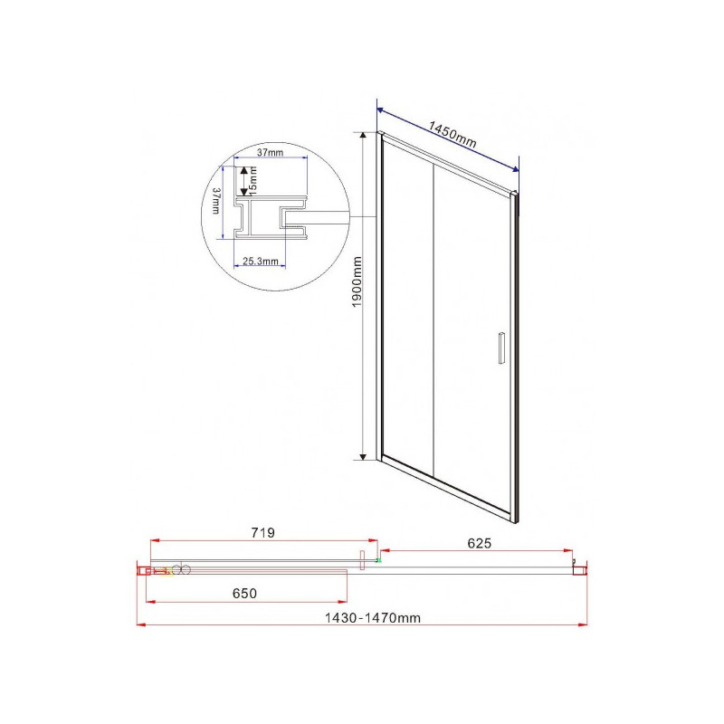 Душевая дверь Vincea Garda VDS-1G145CL параметры