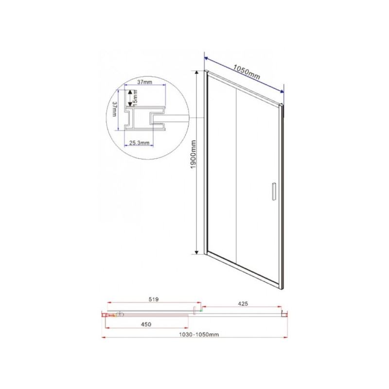 Душевая дверь Vincea Garda VDS-1G105CH параметры