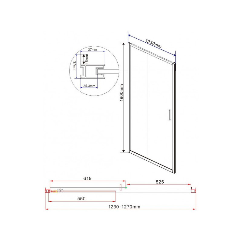 Душевая дверь Vincea Garda VDS-1G125CH параметры