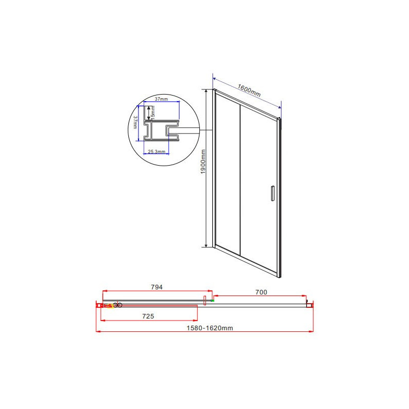 Душевая дверь Vincea Garda VDS-1G160CH параметры