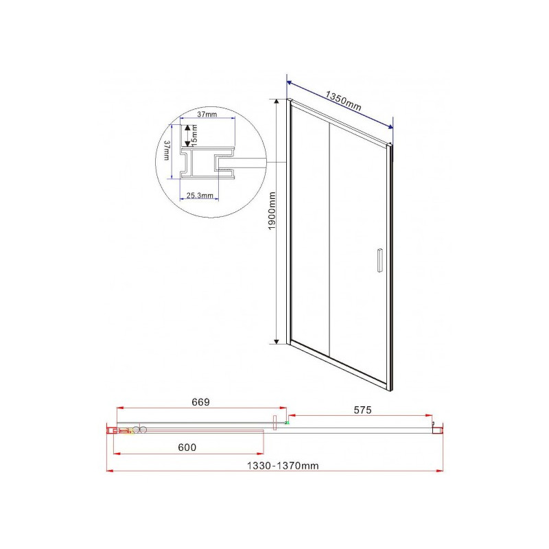 Душевая дверь Vincea Garda VDS-1G135CH параметры