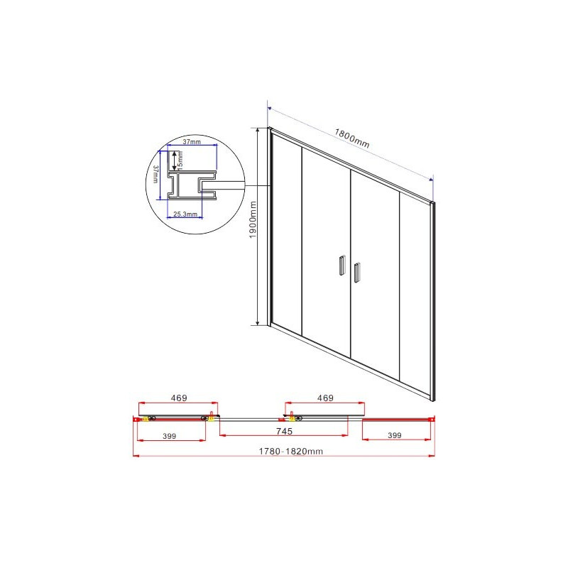 Душевая дверь Vincea Garda VDS-1G2180CH параметры