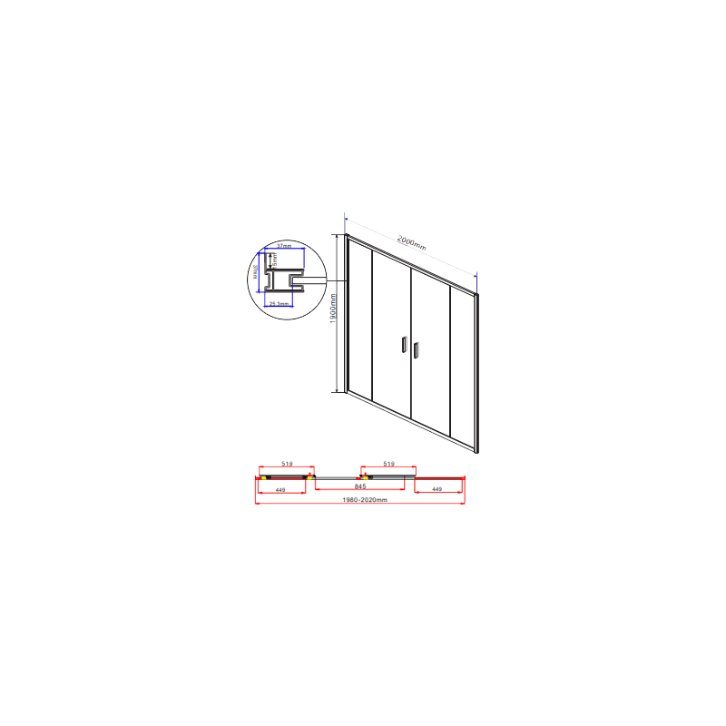 Душевая дверь Vincea Garda VDS-1G2200CH параметры