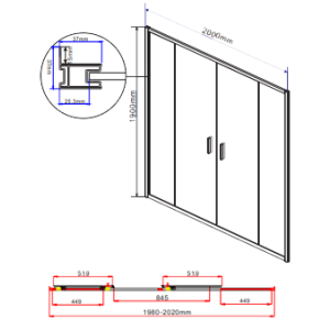 Душевая дверь Vincea Garda VDS-1G2200CH параметры