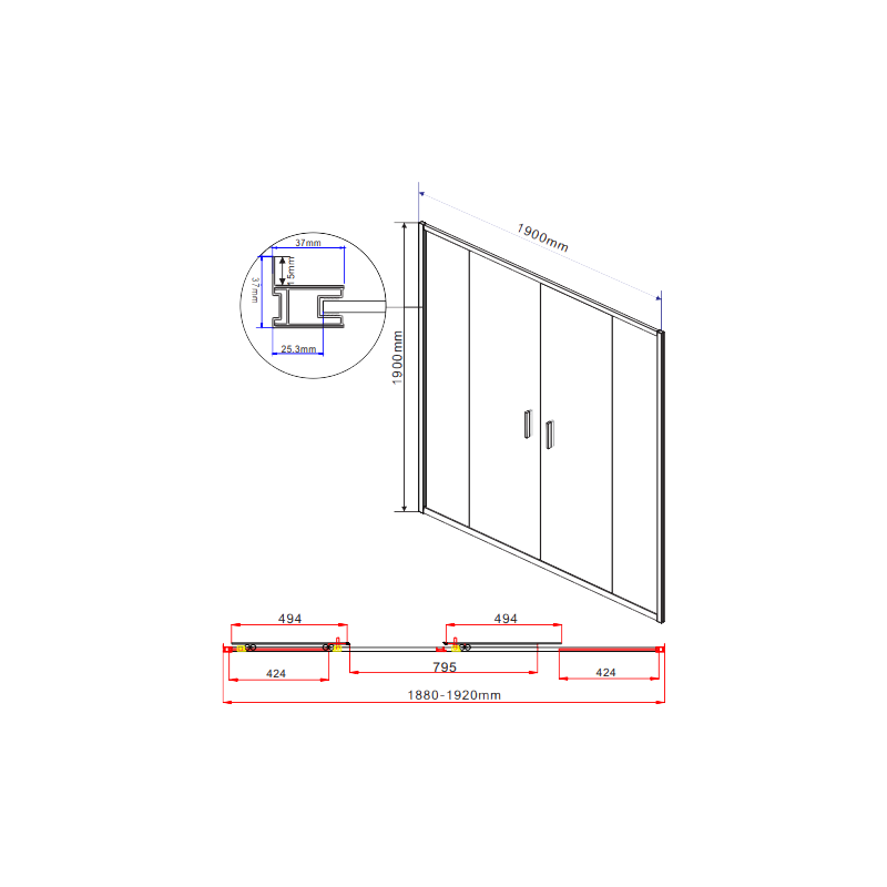 Душевая дверь Vincea Garda VDS-1G2190CL параметры