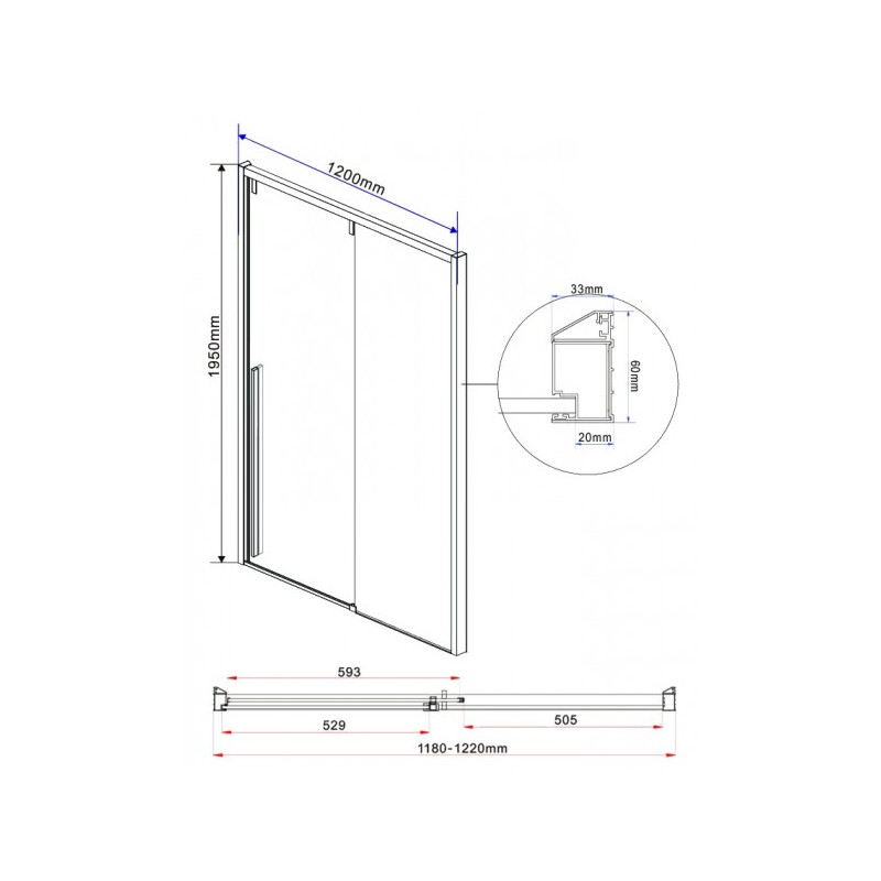 Душевая дверь Vincea Lugano VDS-1L120CLB-1 параметры