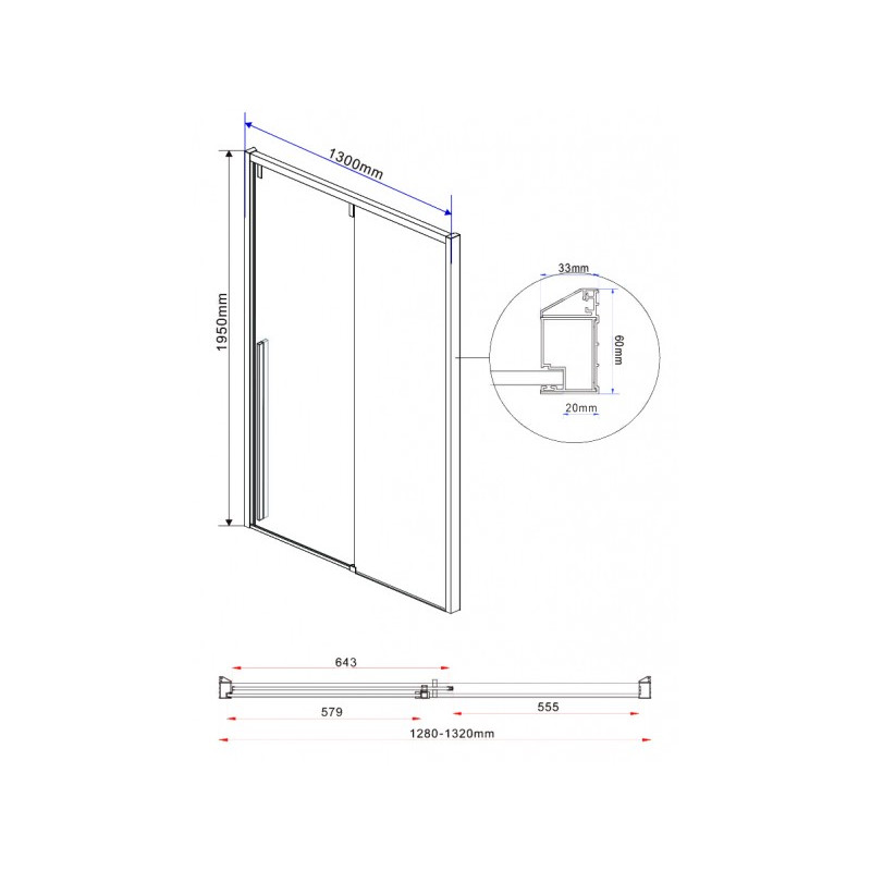Душевая дверь Vincea Lugano VDS-1L130CLB-1 параметры