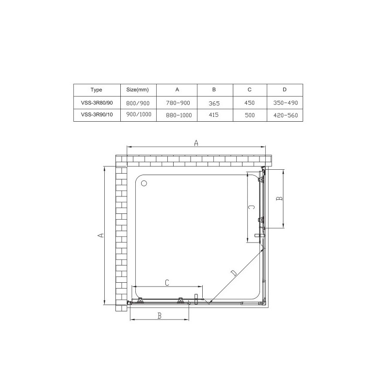 Душевой уголок Vincea Rapid 100х100 VSS-3R90/10CL параметры