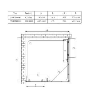 Душевой уголок Vincea Rapid 100х100 VSS-3R90/10CL параметры