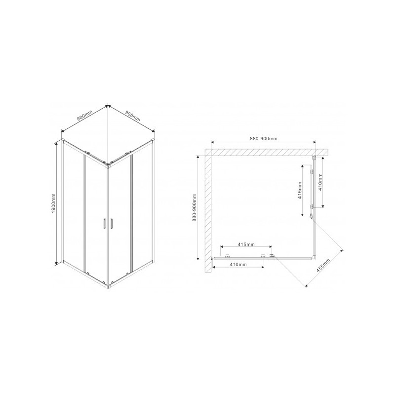 Душевой уголок Vincea Scala 90x90 VSS-2SC900CL параметры